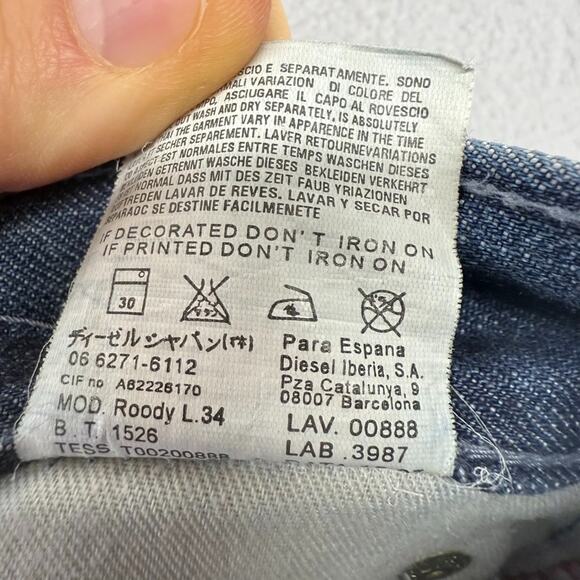 Diesel jeans Fits 32x32 Blue Roody Only The Brave Dark Wash Whisker Vintage y2k - Picture 16 of 16